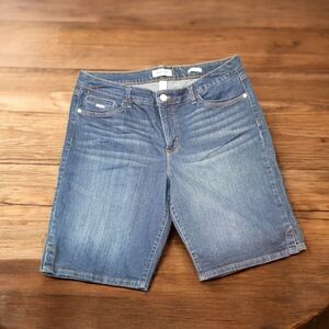 Nine West Blue Mid Rise Bermuda Jean Shorts for Women